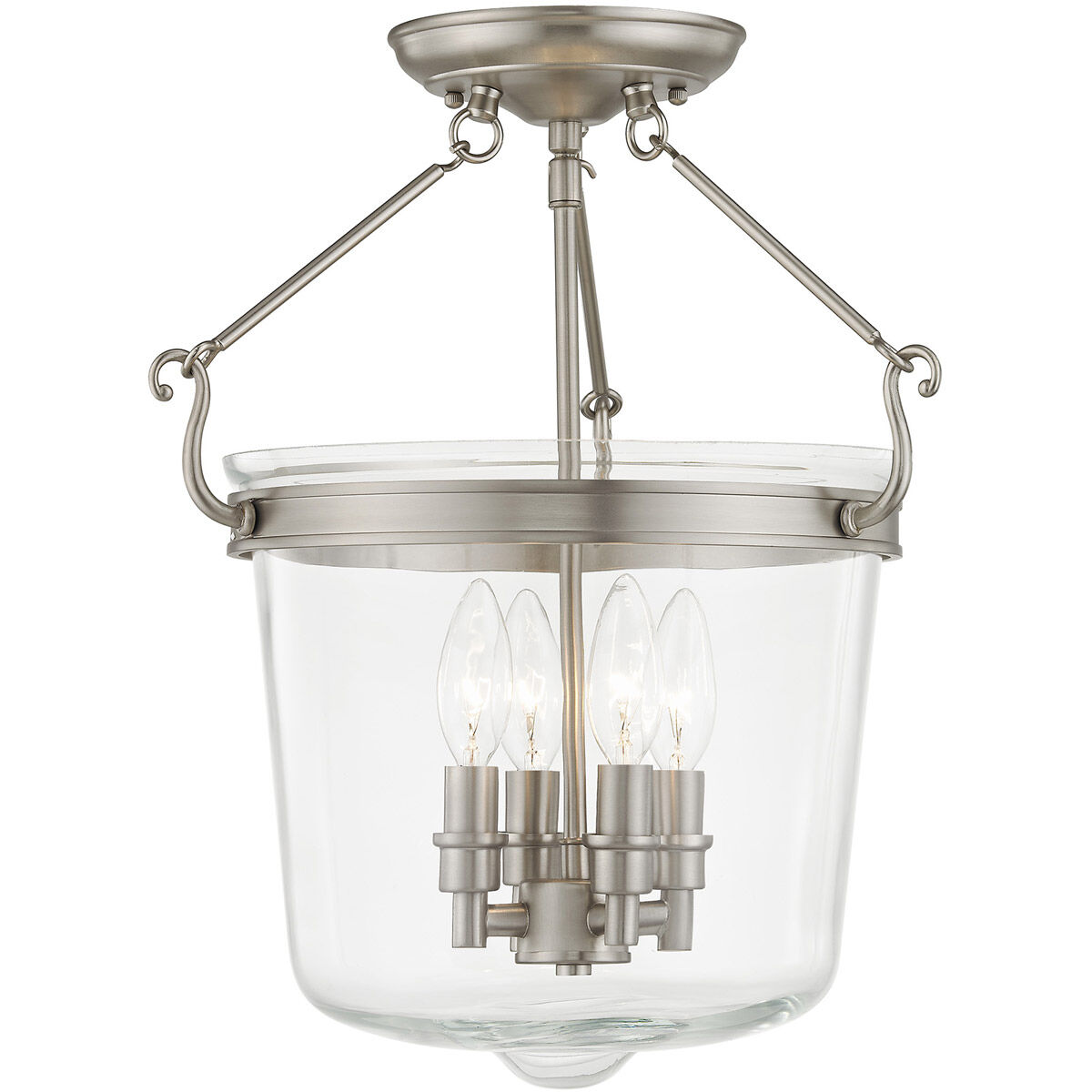 Rockford 4 Light 14.25 inch Brushed Nickel Semi-Flush Mount Ceiling Light