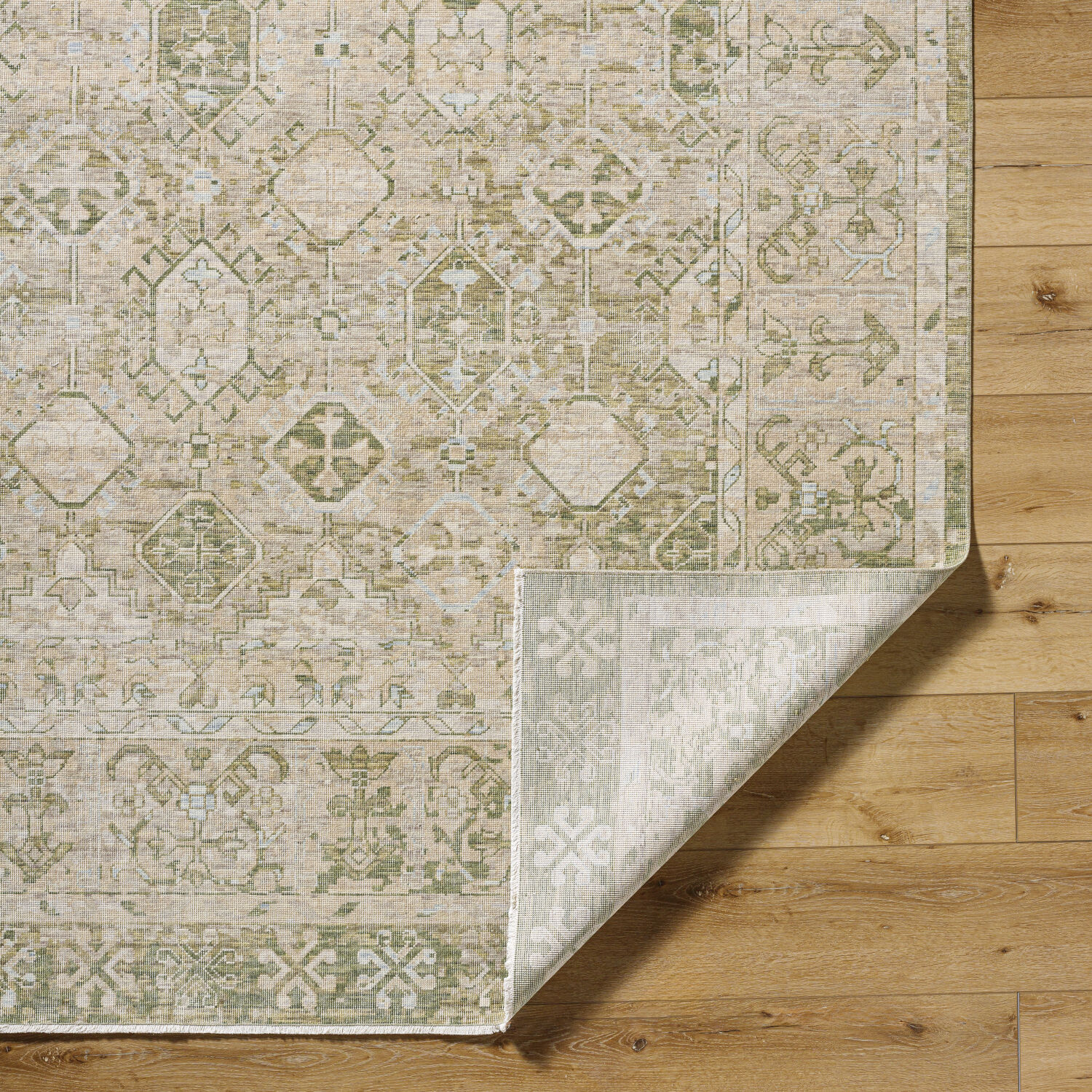 Once Upon a Time 118.11 X 35.04 inch Olive / Tan / Light Olive / Light Gray / Pale Blue Machine Woven Rug in 3 x 10