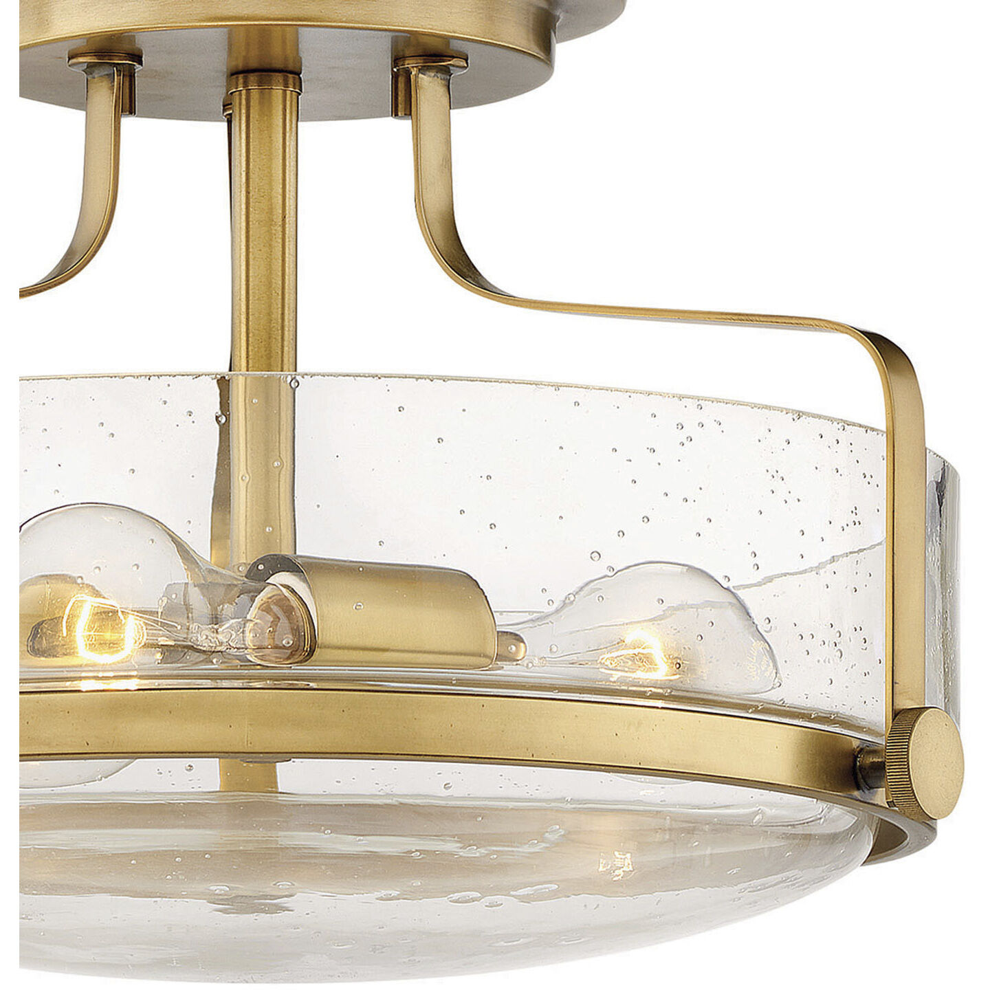 Harper 3 Light 14.5 inch Heritage Brass Indoor Semi-Flush Mount Ceiling Light in Clear Seedy
