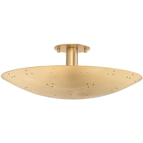 Bern 3 Light 18 inch Vintage Brass Flush Mount Ceiling Light