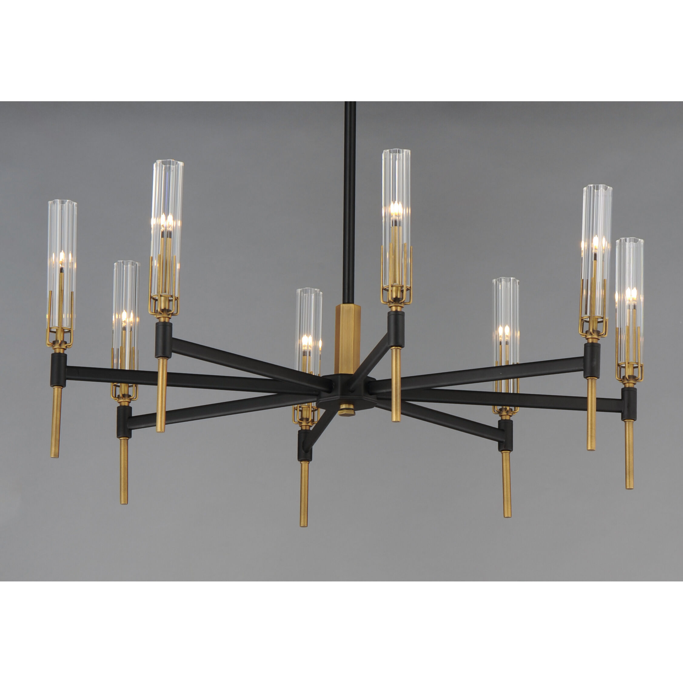 Flambeau LED 33 inch Black/Antique Brass Chandelier Ceiling Light