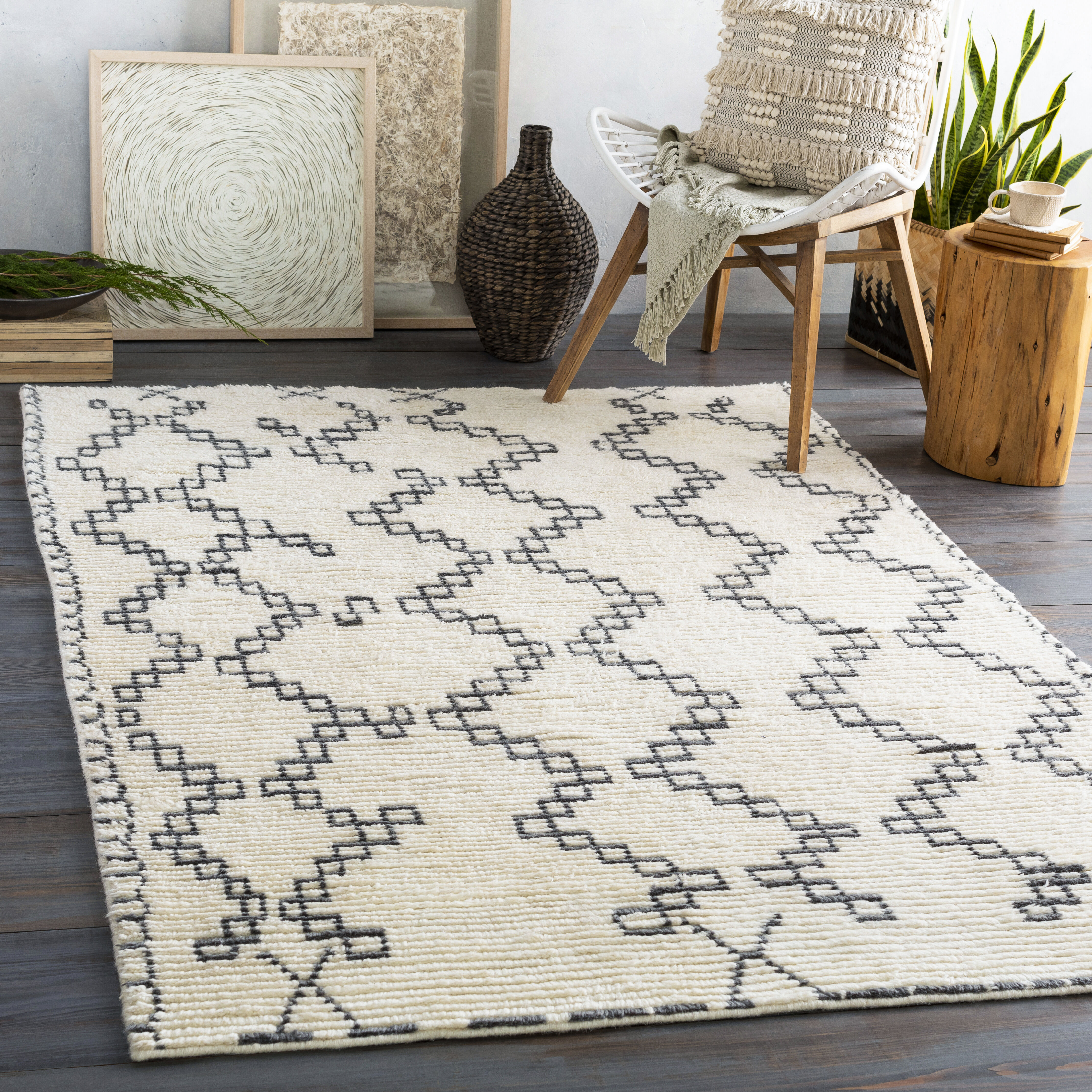 Beni Ourain 120 X 96 inch Ivory Rug in 8 x 10, Rectangle