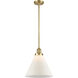 Franklin Restoration Cone 1 Light 12 inch Satin Gold Mini Pendant Ceiling Light in Incandescent, Matte White, Franklin Restoration