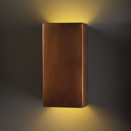 Ambiance Rectangle LED 7.25 inch Antique Copper Wall Sconce Wall Light, Large