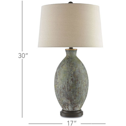 Remi 30 inch 150 watt Green/Dark Red/Bronze Gold Table Lamp Portable Light