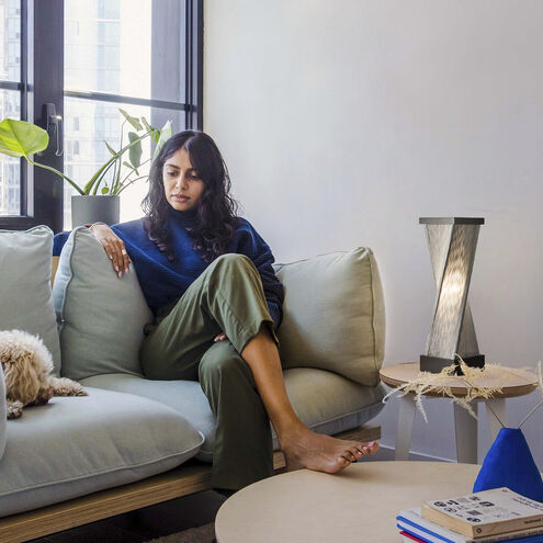 Torque 24 inch 40 watt Satin Nickel and Espresso Table Lamp Portable Light