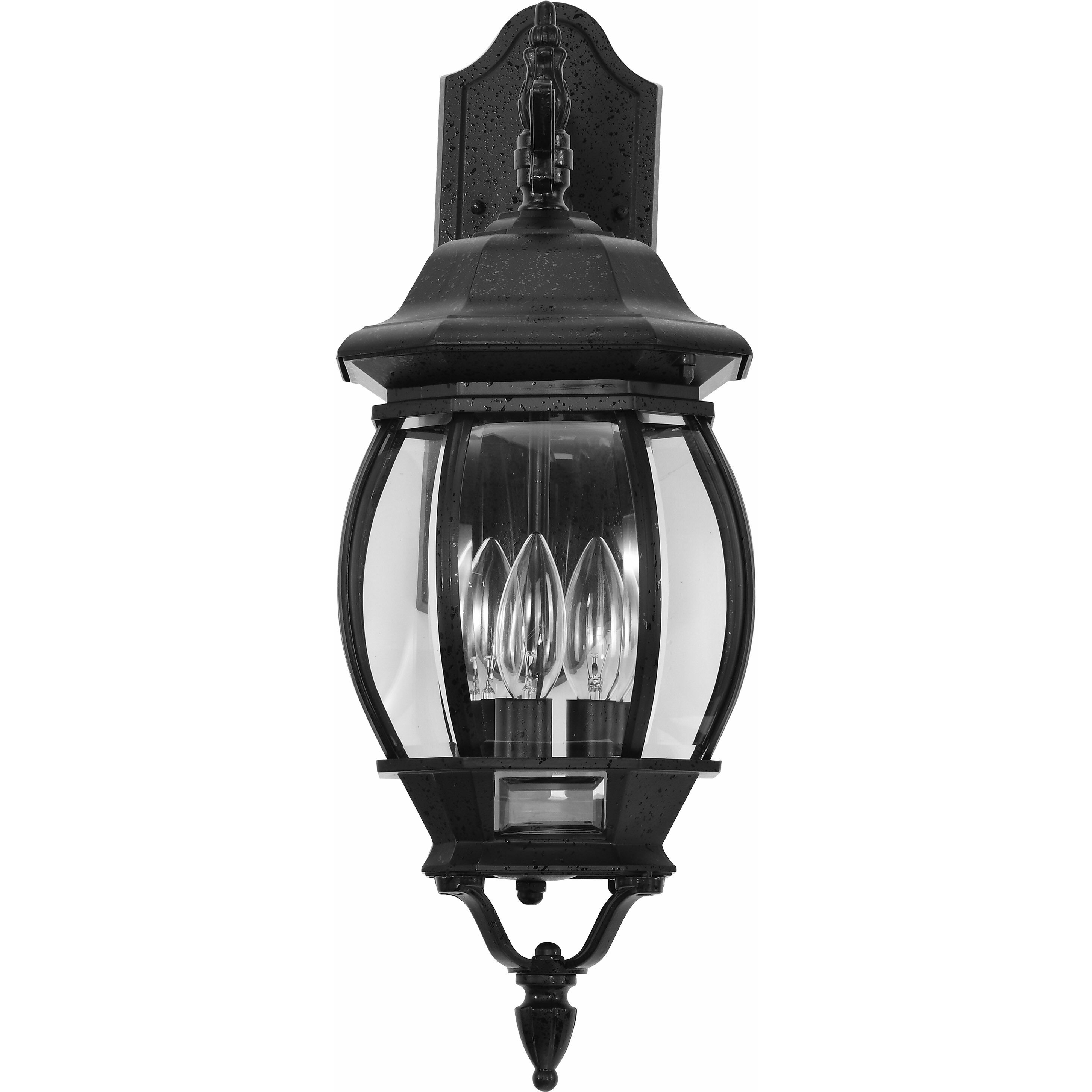 Central Park 3 Light 23 inch Textured Black Outdoor Wall Lantern