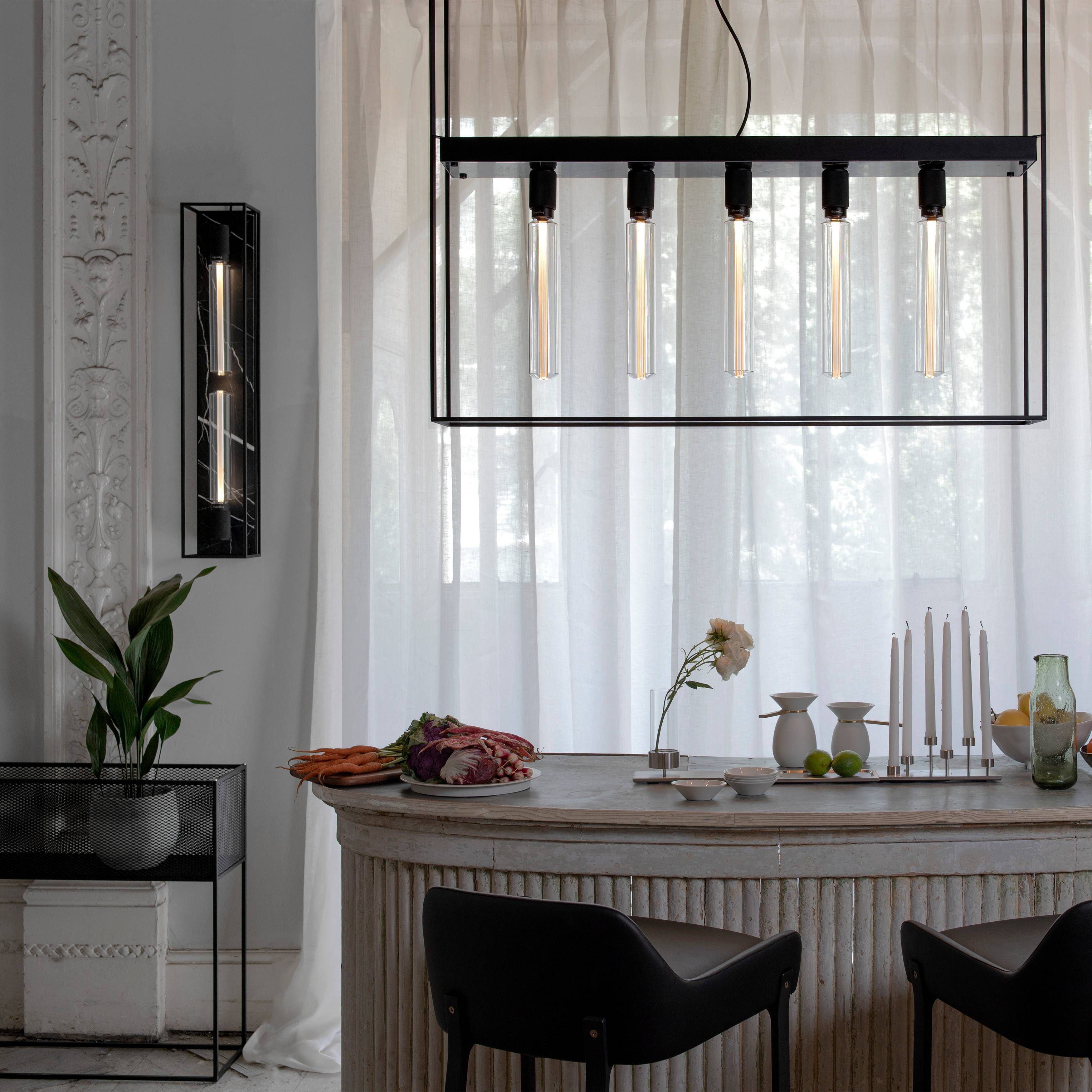 Caged Wall Light in Black Marble