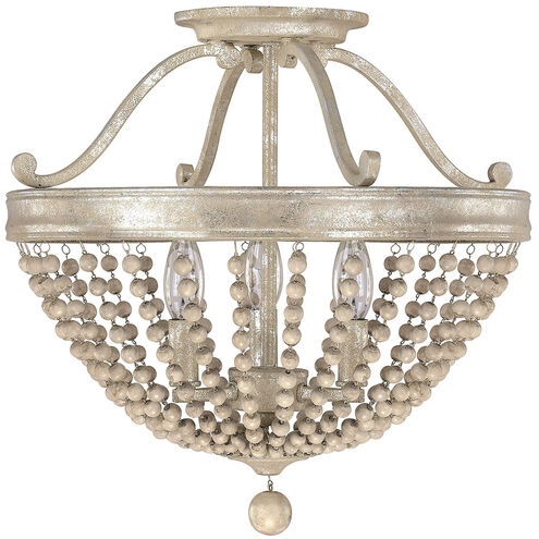 Castilla 3 Light 16 inch Silver Quartz Semi-Flush Mount Ceiling Light