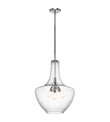 Everly 3 Light 20 inch Chrome Pendant Ceiling Light