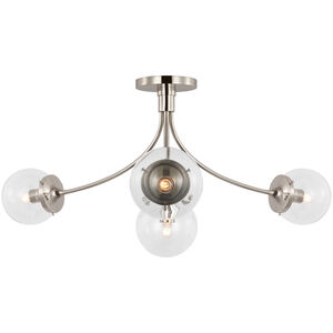 kate spade new york Prescott LED 28.25 inch Polished Nickel Semi-Flush Mount Ceiling Light in Clear Glass, Large