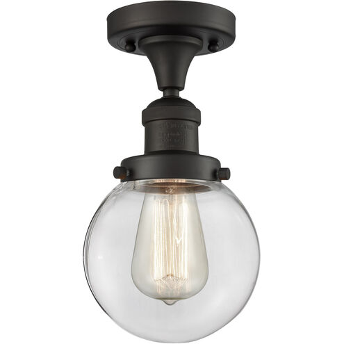 Franklin Restoration Beacon LED 6 inch Oil Rubbed Bronze Semi-Flush Mount Ceiling Light in Clear Glass, Franklin Restoration
