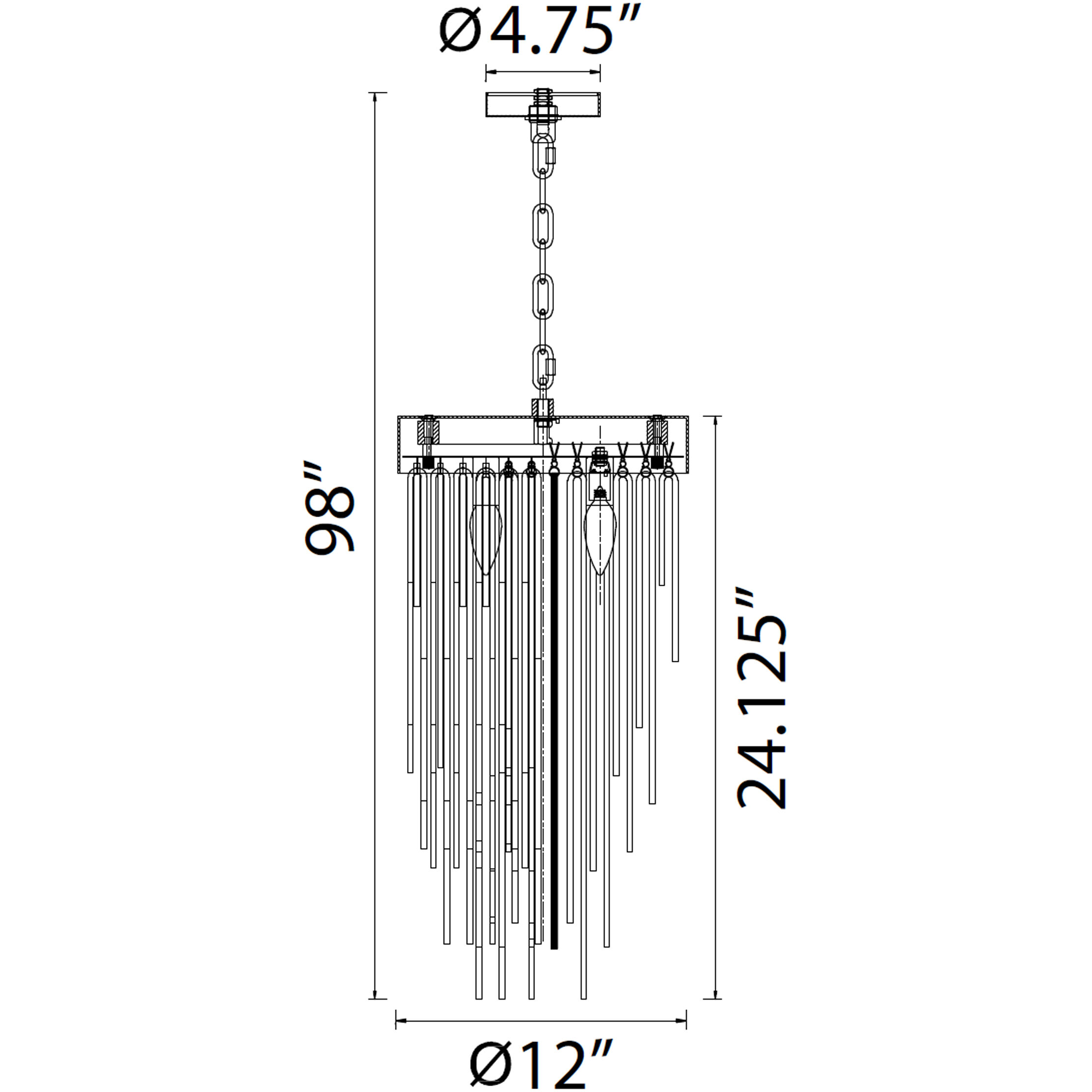 Waterfall 4 Light 12 inch Satin Brushed Black Pendant Ceiling Light