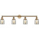 Franklin Restoration Small Bell 4 Light 43 inch Brushed Brass Bath Vanity Light Wall Light in Silver Plated Mercury Glass, Franklin Restoration