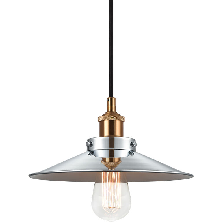 Bulstrode's Workshop 1 Light 10.25 inch Aged Gold Brass Pendant Ceiling Light in Aged Gold Brass and Chrome