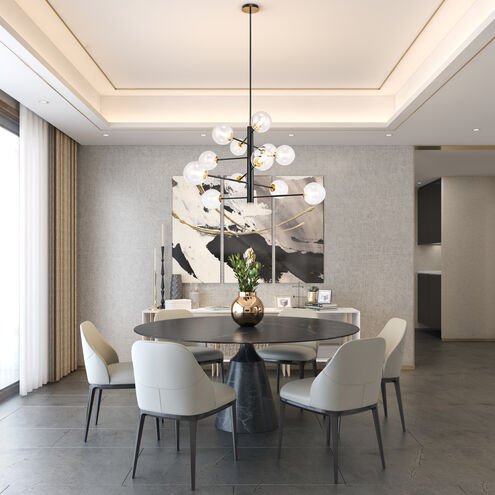 Aurelia LED 33.5 inch Black and Brushed Brass Chandelier Ceiling Light