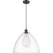 Ballston Dome 1 Light 16 inch Oil Rubbed Bronze Pendant Ceiling Light in Clear Glass