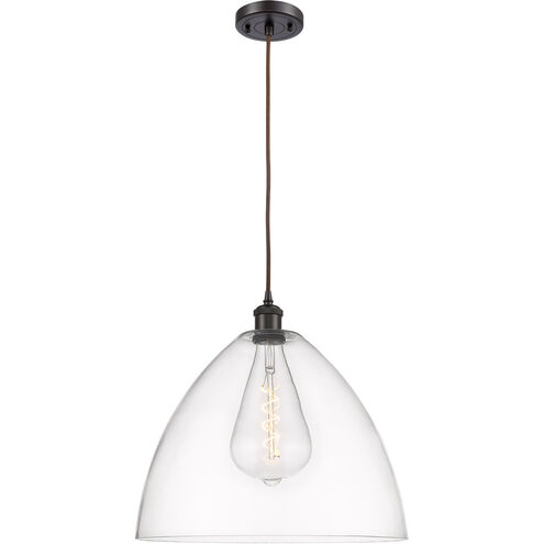 Ballston Dome 1 Light 16 inch Oil Rubbed Bronze Pendant Ceiling Light in Clear Glass