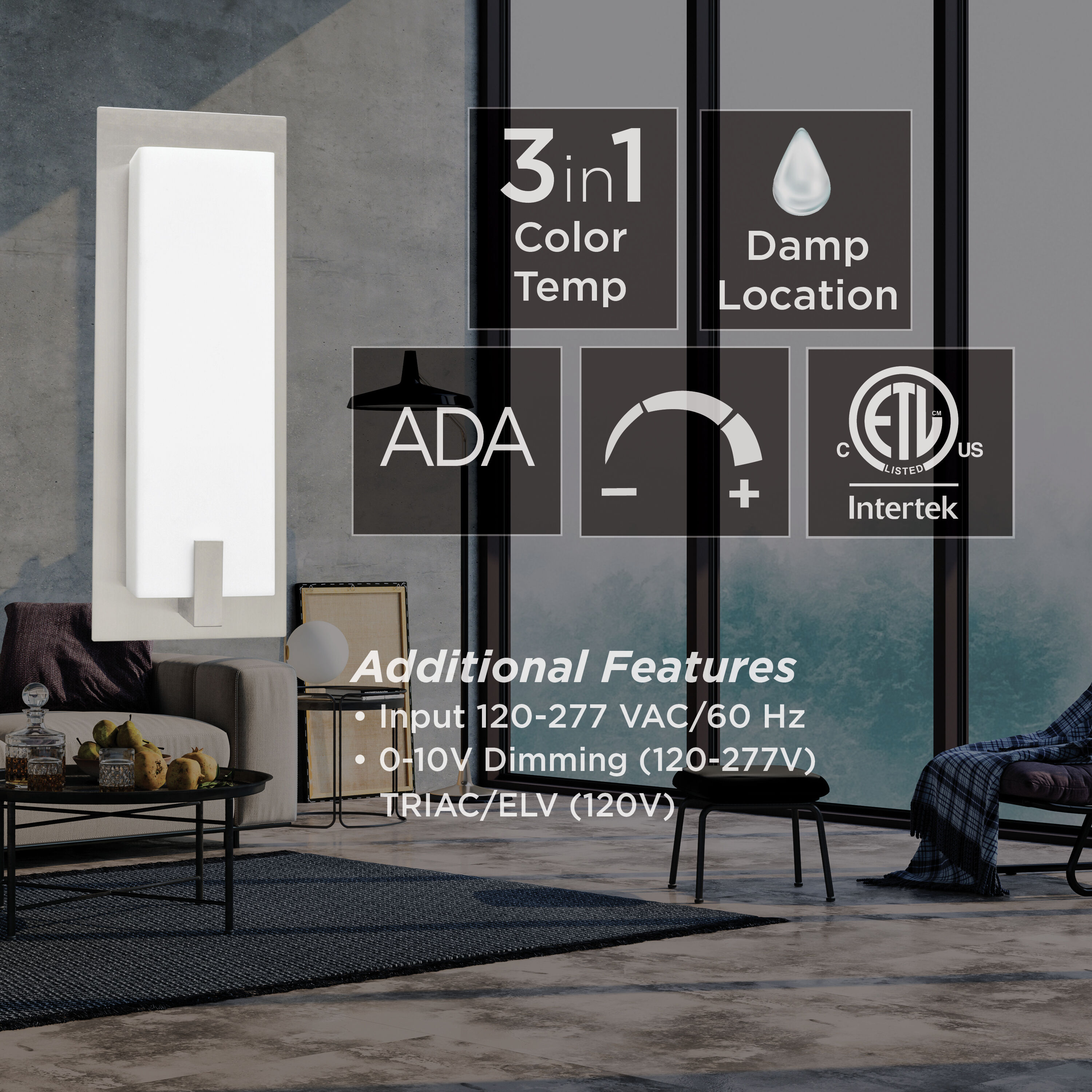 Sinclair 1 Light 4 inch Satin Nickel ADA Wall Sconce Wall Light