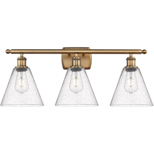 Ballston Ballston Cone 3 Light 28 inch Brushed Brass Bath Vanity Light Wall Light in Seedy Glass