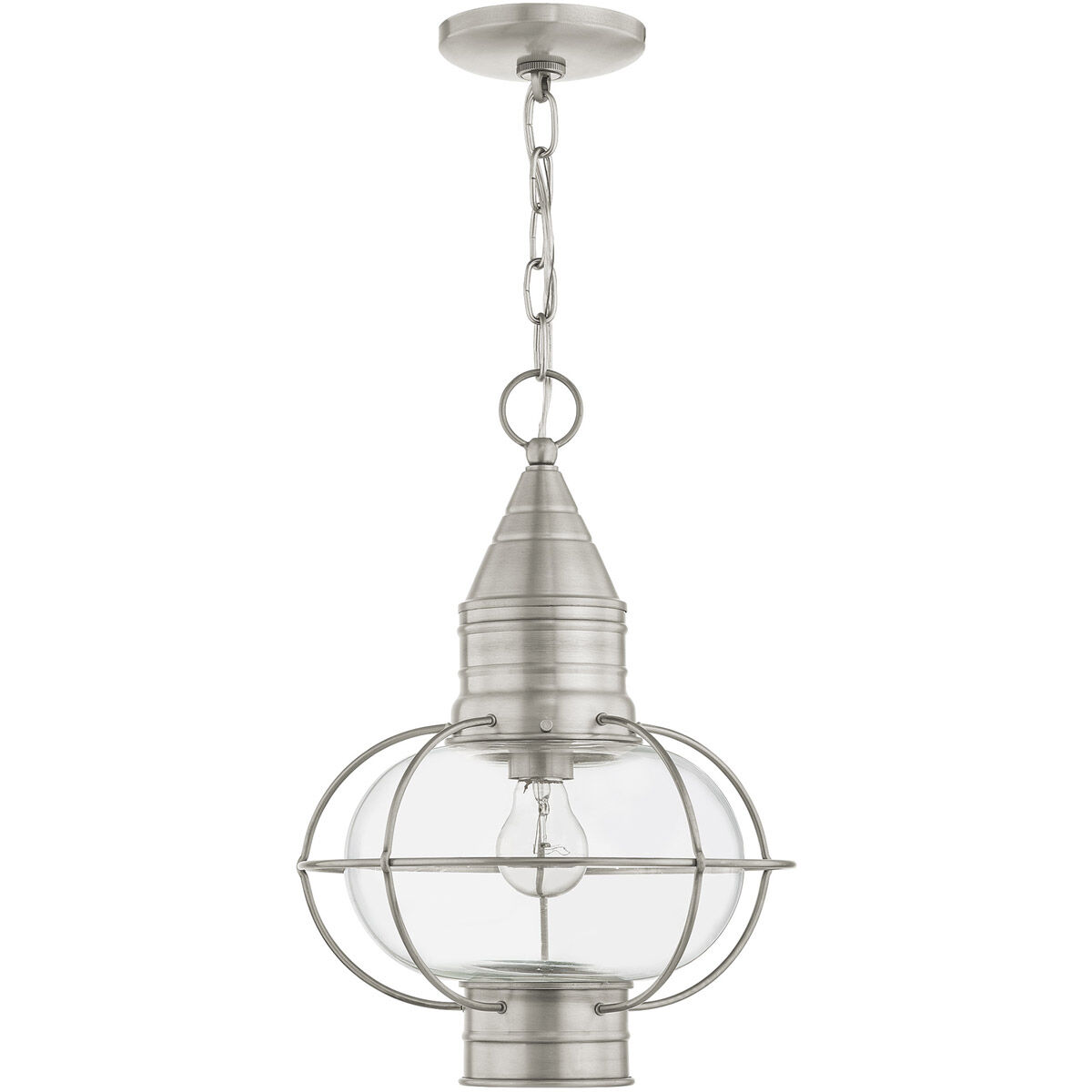 Newburyport 1 Light 12 inch Brushed Nickel Outdoor Pendant Lantern