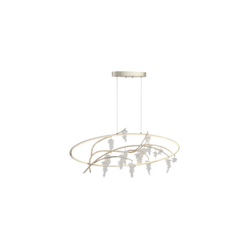 Orchard LED 15 inch Sliver Leaf with Antique Gold and Crystal Chandelier Ceiling Light