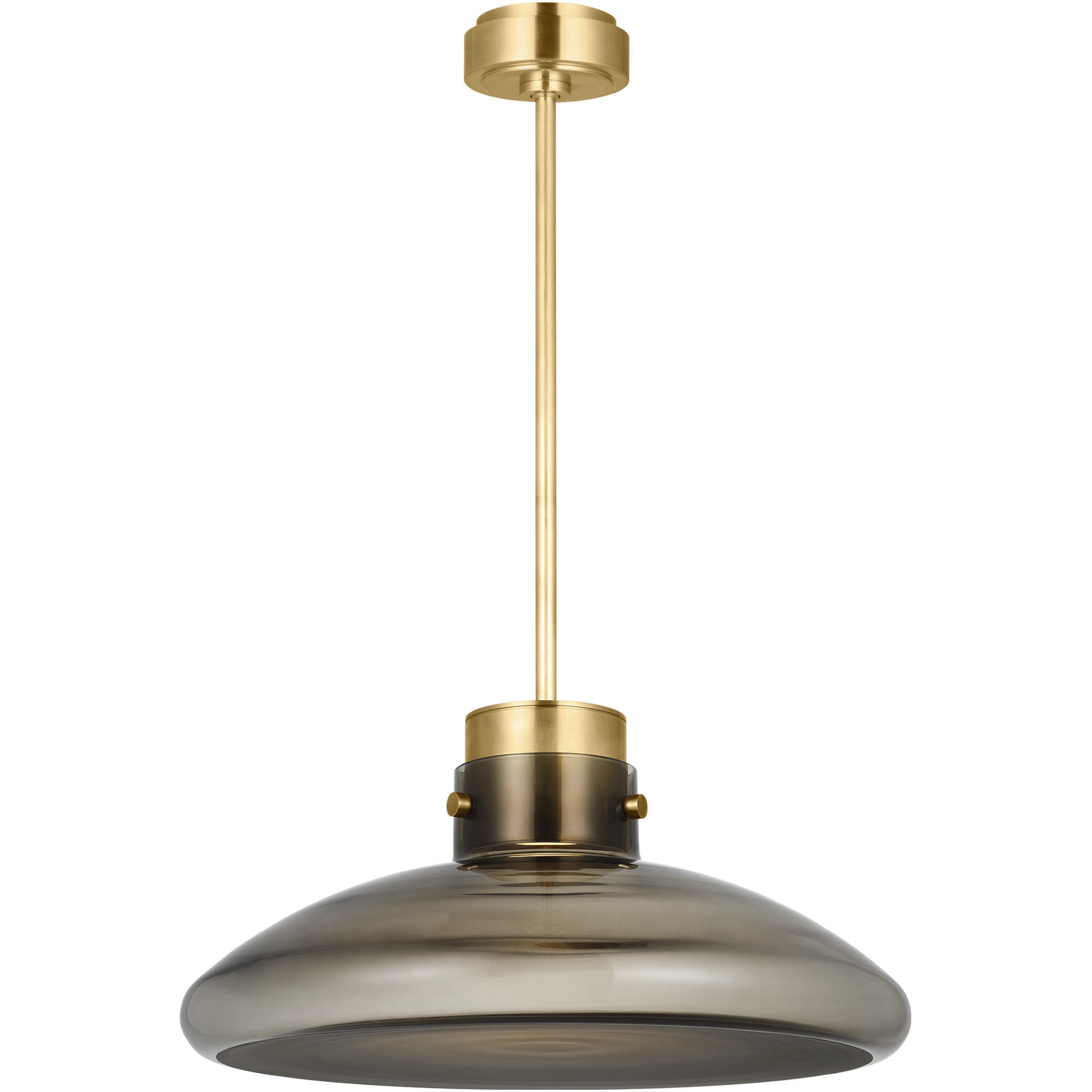 Avroko Morgan LED 22 inch Hand-Rubbed Antique Brass with Smoke Glass Pendant Ceiling Light