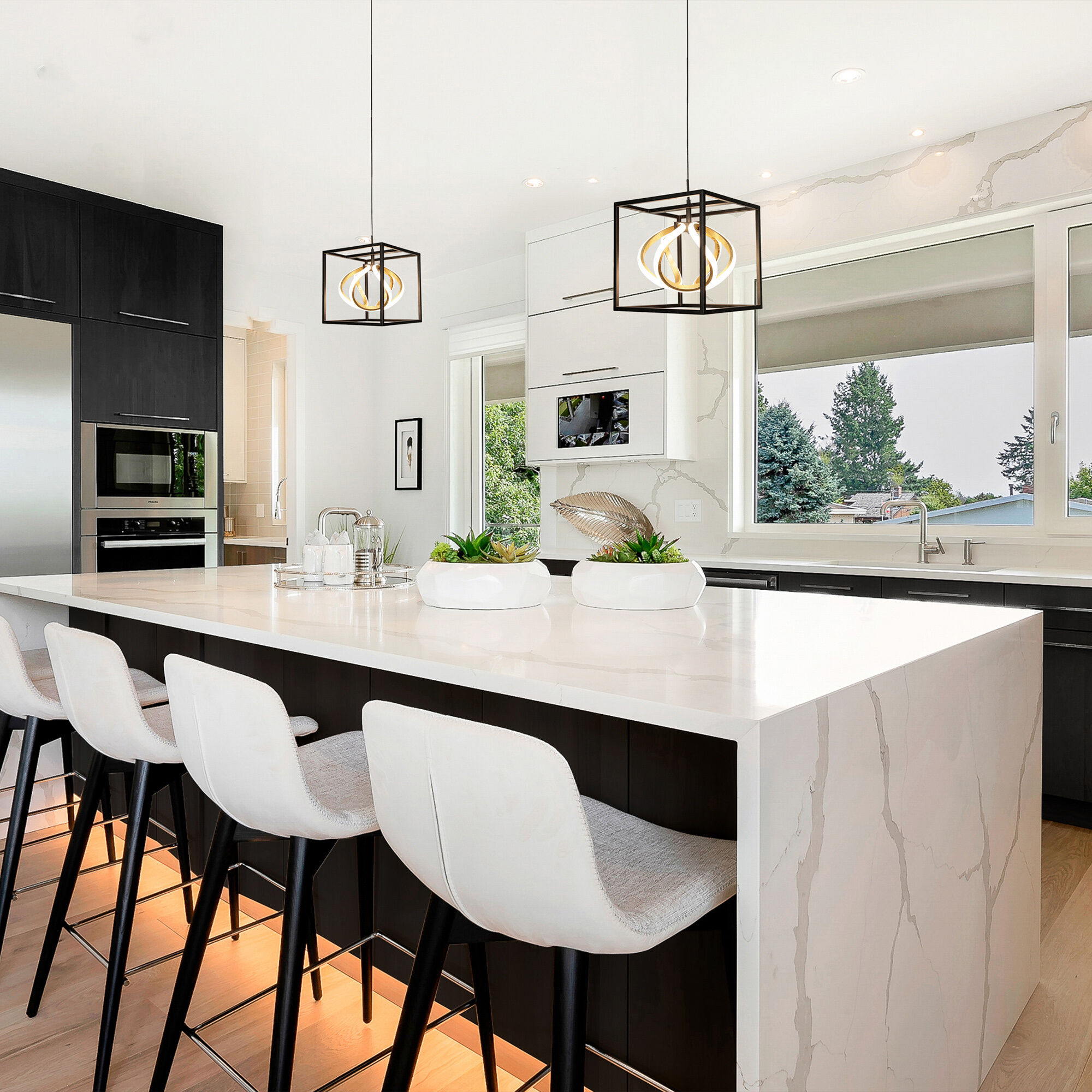 Sinclair LED 10 inch Black Gold Leaf Mini-Pendant Ceiling Light, dweLED