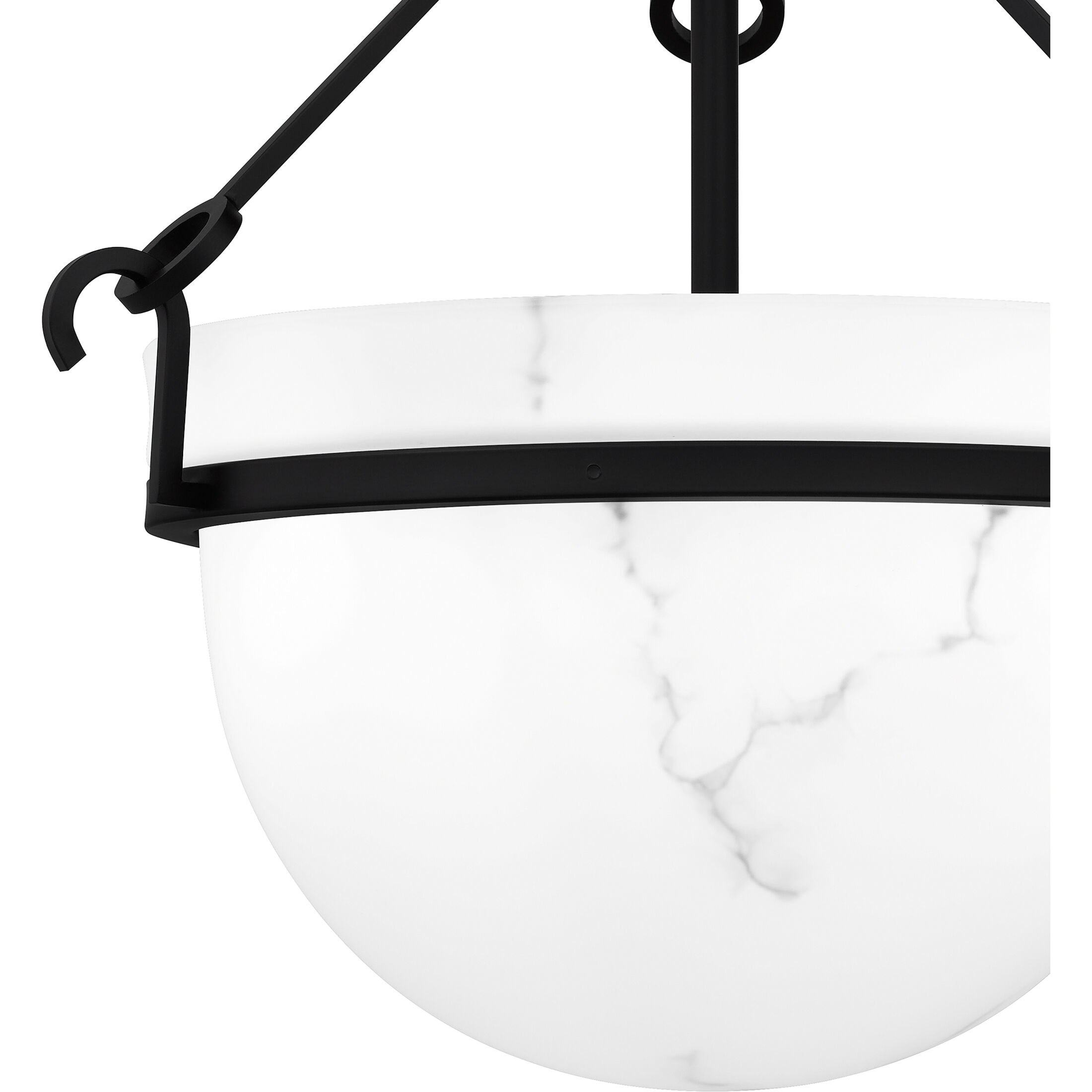 Danyon 3 Light 14 inch Matte Black Semi-Flush Mount Ceiling Light