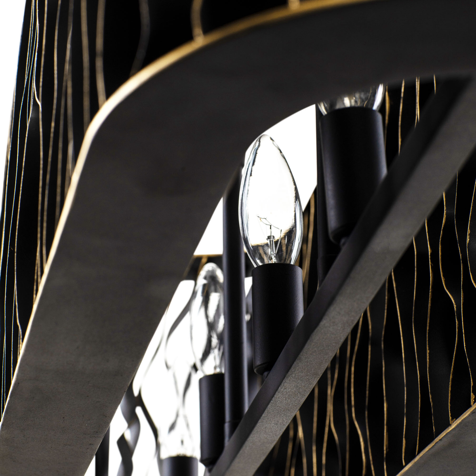 Estela 5 Light 36 inch Matte Black and French Gold Linear Pendant Ceiling Light, Smithsonian Collaboration