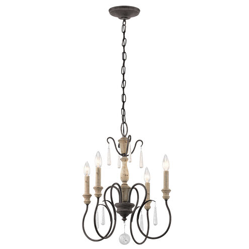 Kimblewick 4 Light 18 inch Weathered Zinc Mini Chandelier Ceiling Light