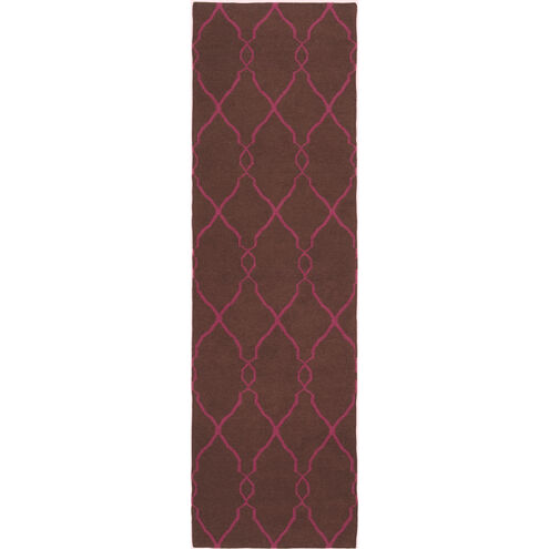 Fallon 96 X 30 inch Dark Brown, Fuchsia Rug