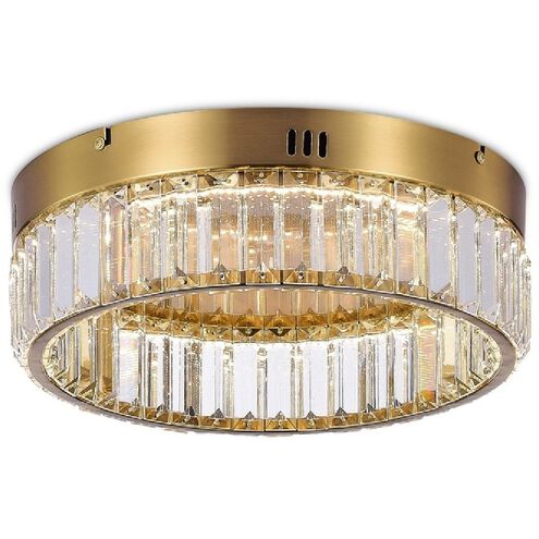 Stella LED 13.75 inch Brushed Brass Flush Mount Ceiling Light in Black and Brass