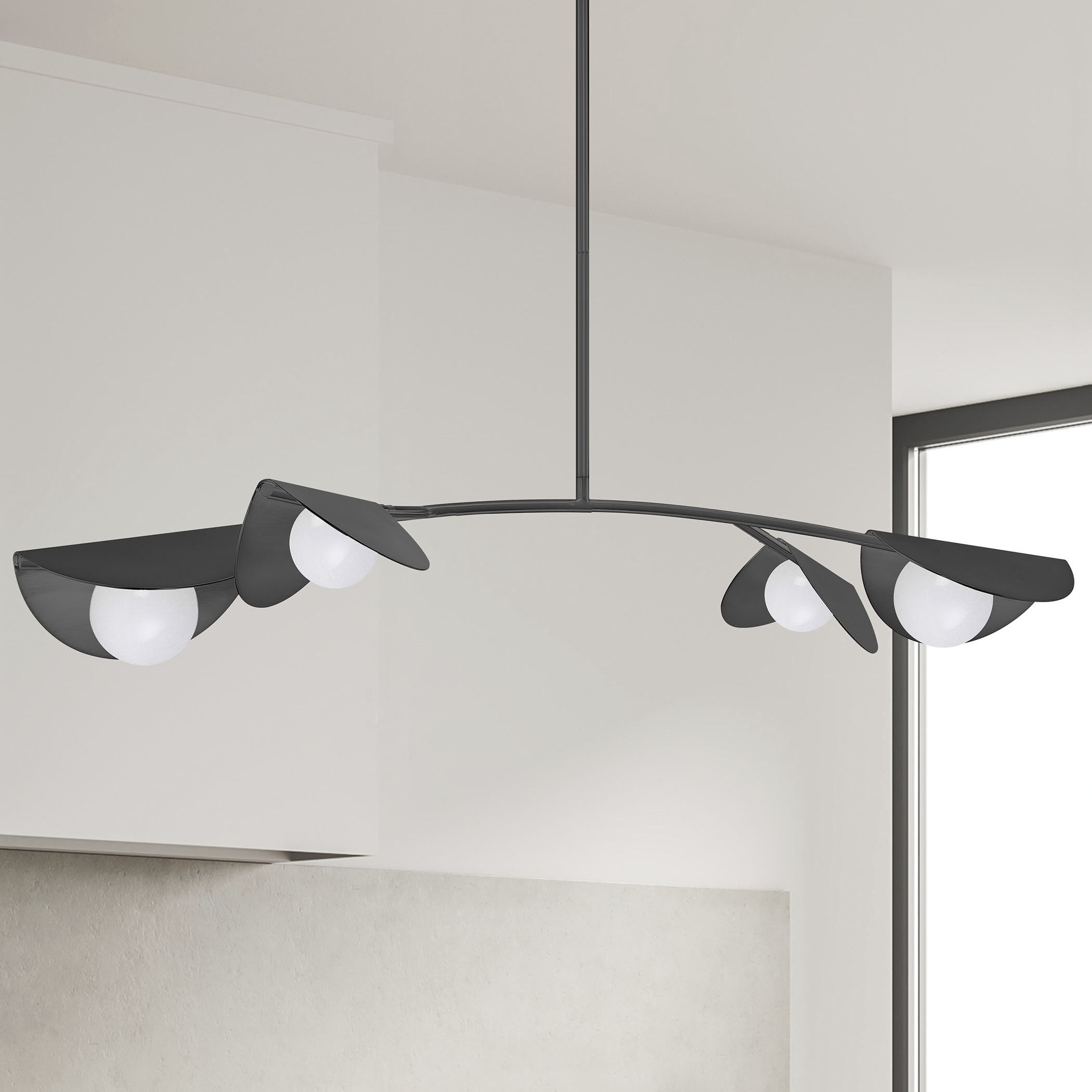 Emma 4 Light 41 inch Matte Black Horizontal Pendant Ceiling Light