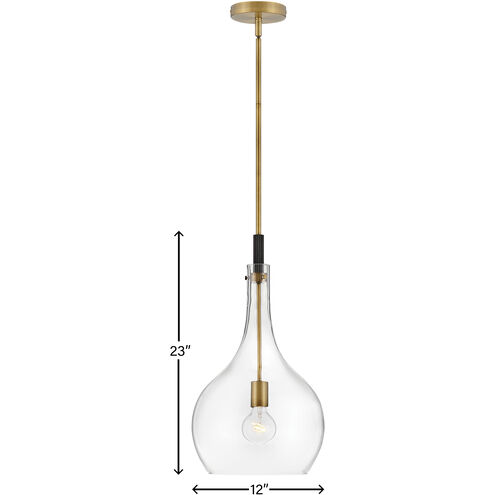Ziggy 1 Light 12 inch Heritage Brass with Black Indoor Pendant Ceiling Light in Clear