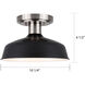 Bello 1 Light 10 inch Brushed Nickel/Matte Black Semi Flush Ceiling Light