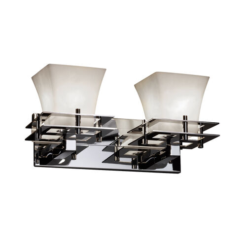 Metropolis 2 Light 17 inch Polished Chrome Vanity Light Wall Light in Square Flared, Incandescent