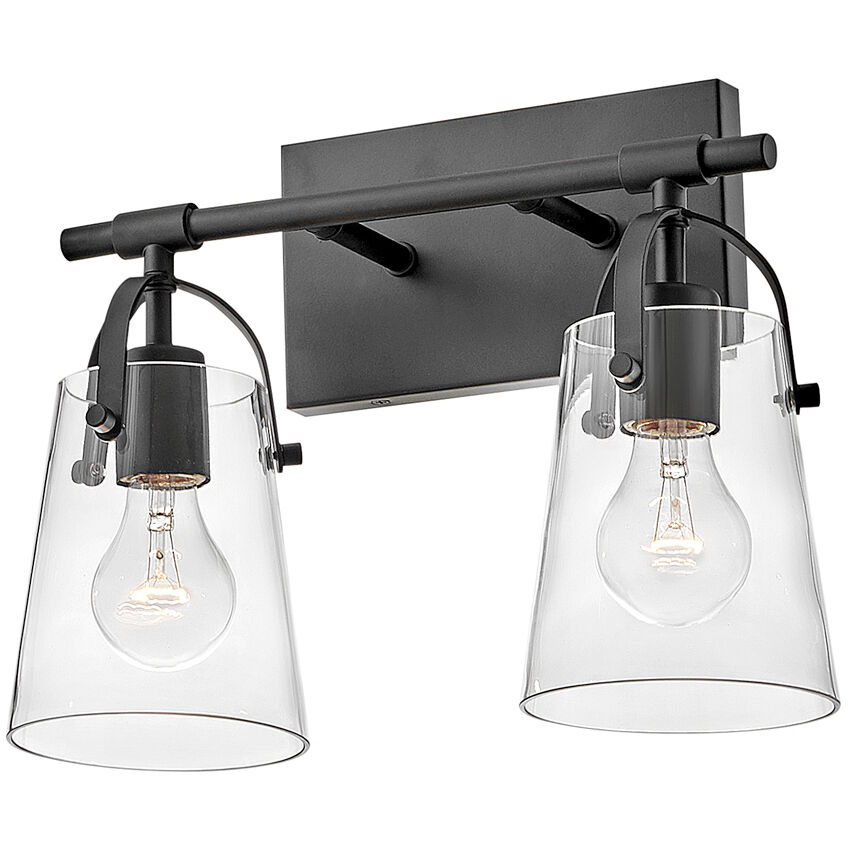Foster 2 Light 13.75 inch Black Vanity Light Wall Light in Clear