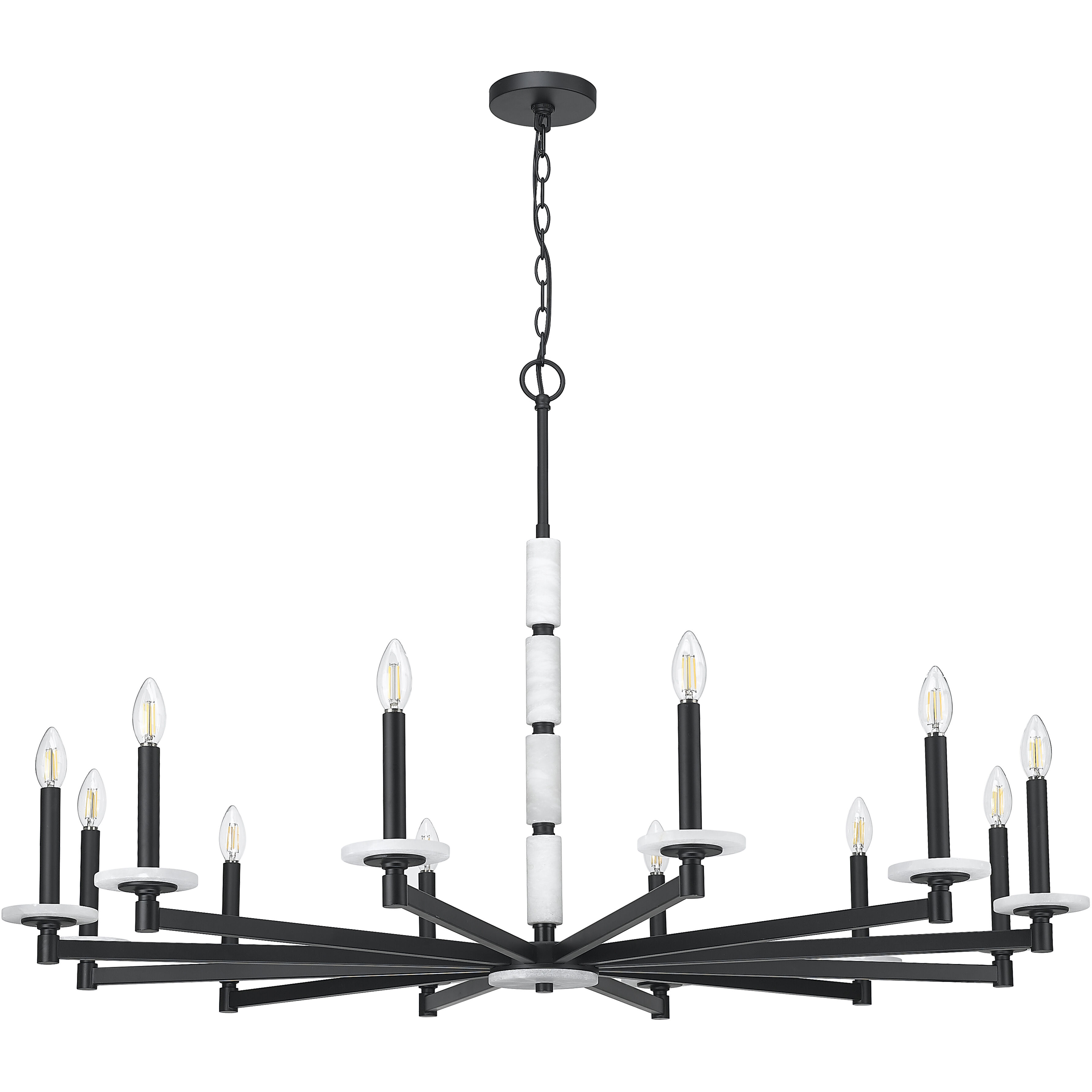 Kaden 12 Light 48 inch Matte Black Chandelier Ceiling Light