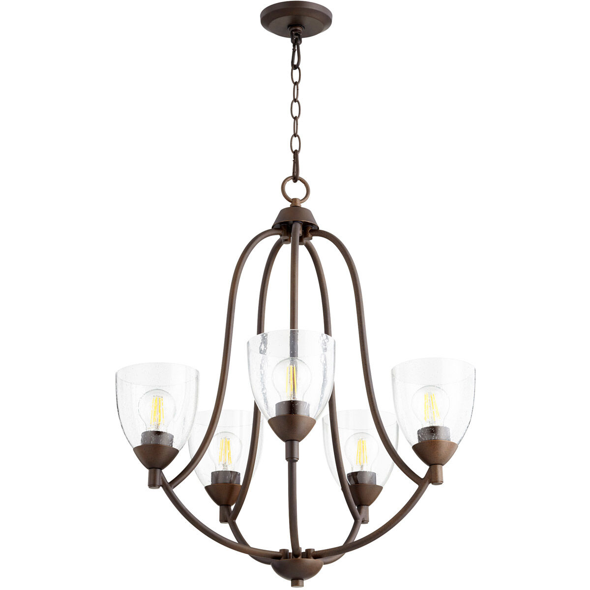 Barkley 5 Light 24 inch Oiled Bronze Chandelier Ceiling Light in Clear Seeded