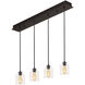 William 4 Light 5.5 inch Black Linear Pendant Ceiling Light