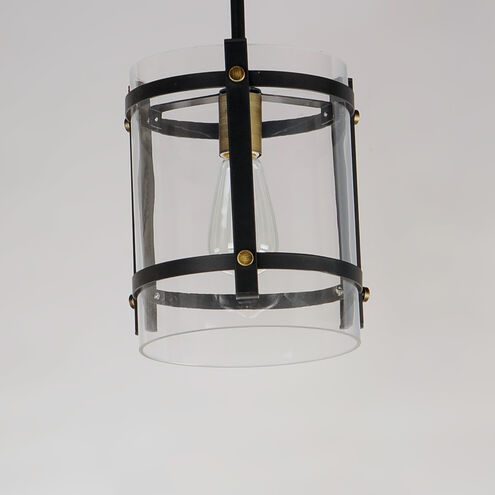 Capitol 1 Light 10 inch Black/Antique Brass Single Pendant Ceiling Light