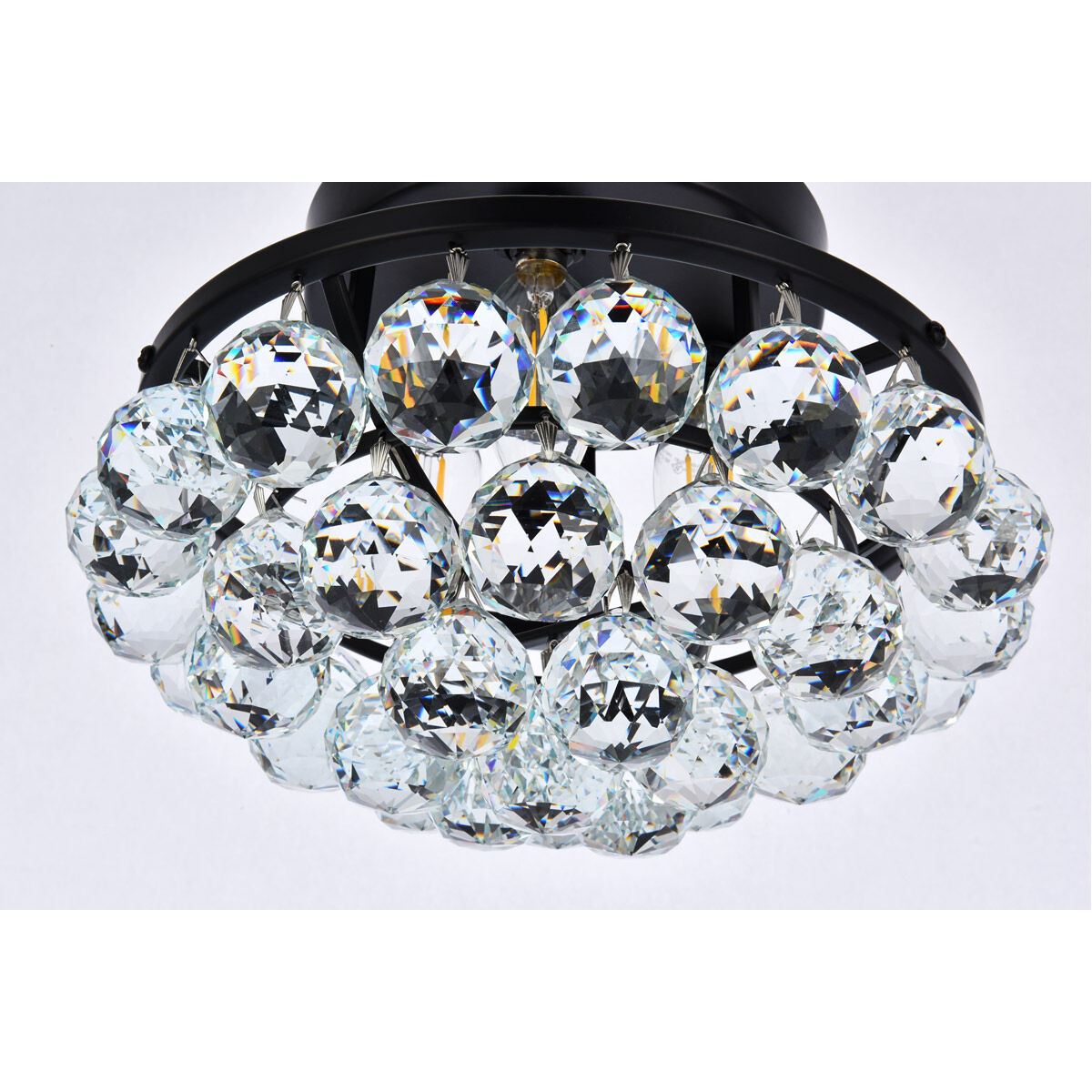 Corona 3 Light 10 inch Black and Clear Flush Mount Ceiling Light