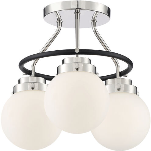 Elle 3 Light 14 inch Polished Nickel Semi-Flush Ceiling Light