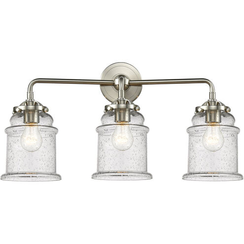Nouveau Canton LED 24 inch Brushed Satin Nickel Bath Vanity Light Wall Light in Seedy Glass, Nouveau