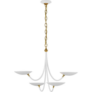 Thomas O'Brien Keria LED 29.75 inch Matte White and Hand-Rubbed Antique Brass Chandelier Ceiling Light, Medium