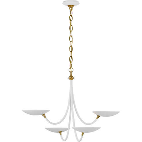 Thomas O'Brien Keria LED 29.75 inch Matte White and Hand-Rubbed Antique Brass Chandelier Ceiling Light, Medium