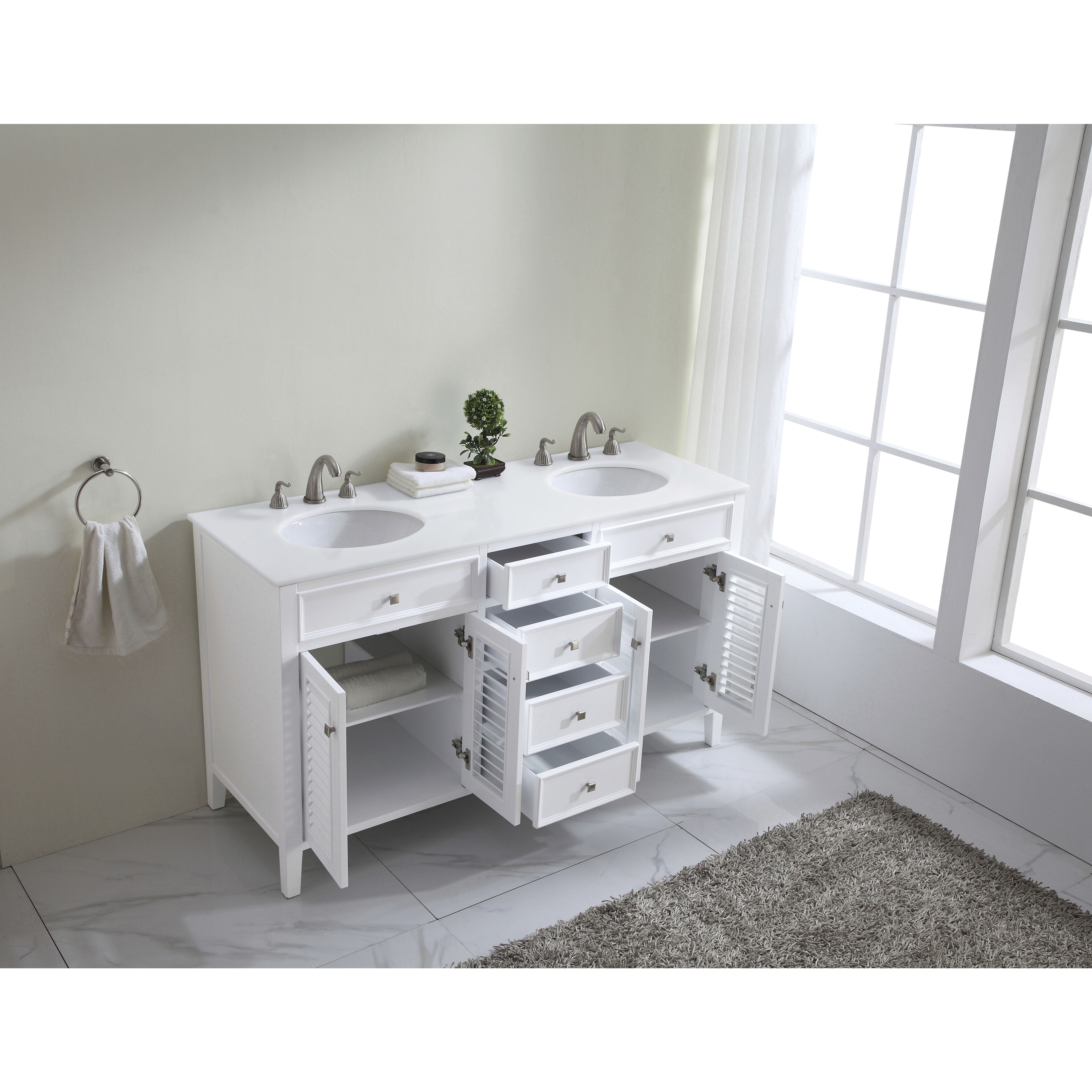 Cape Cod 60 X 21 X 35 inch Antique White Vanity Sink Set