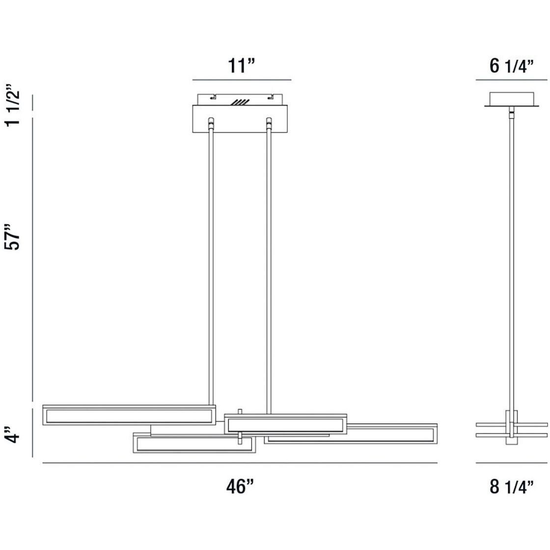Bayswater Linear Chandelier Ceiling Light in Gold