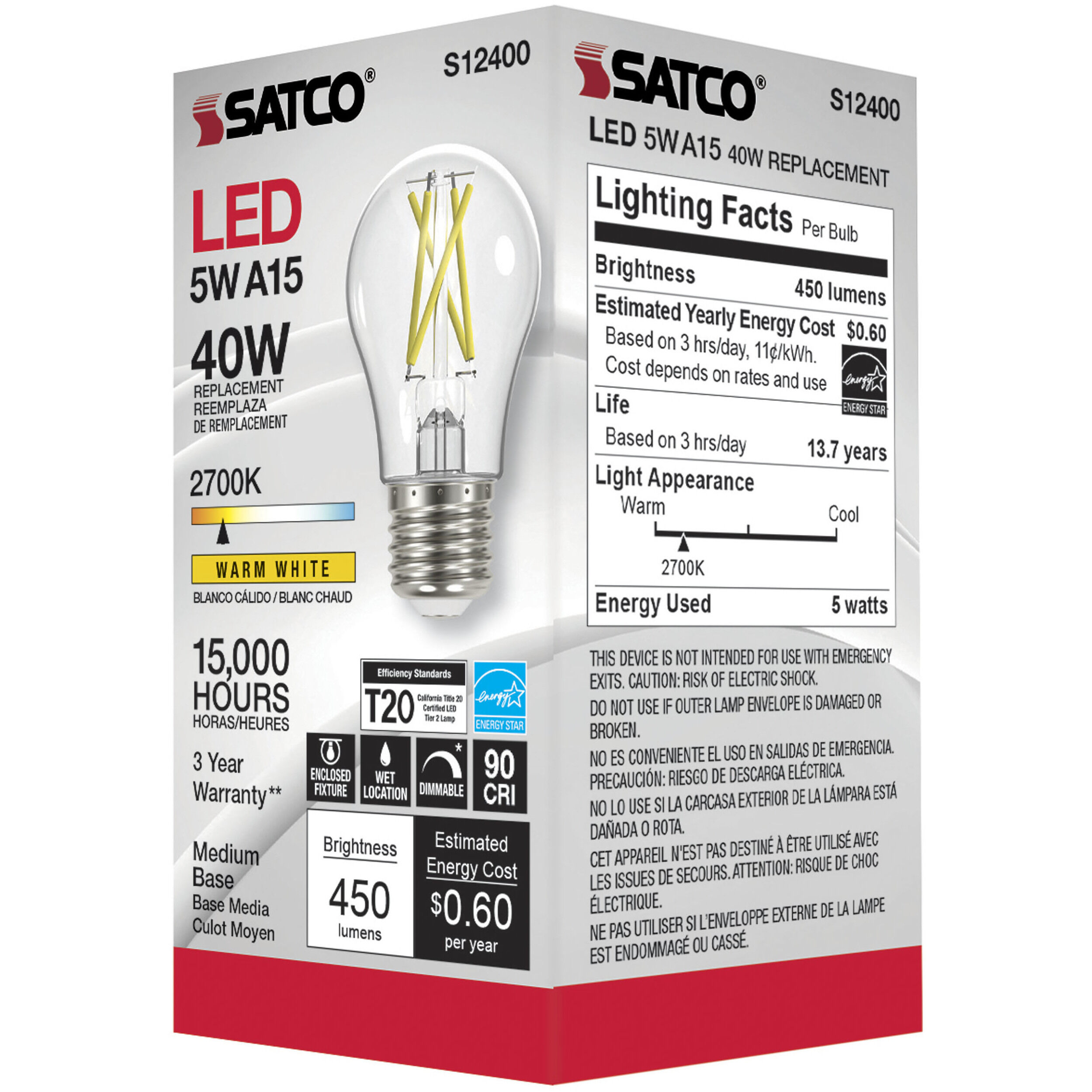 Lumos LED Medium 5.00 watt 120 2700K Light Bulb